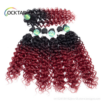 Japanese Kaneka fiber different colors kinky curly synthetic hair bundles, different colors synthetic hair weave in stock